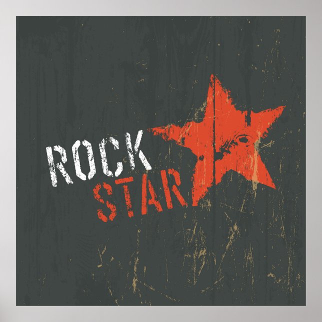 Rock Star Distressed Grunge Red Star Poster (Front)