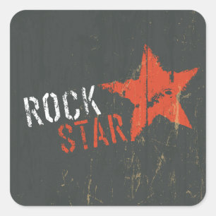 Rock Star Distressed Grunge Red Star Square Sticker