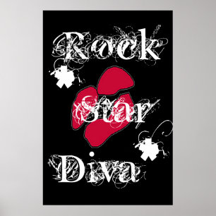 "Rock Star Diva In Black" Poster