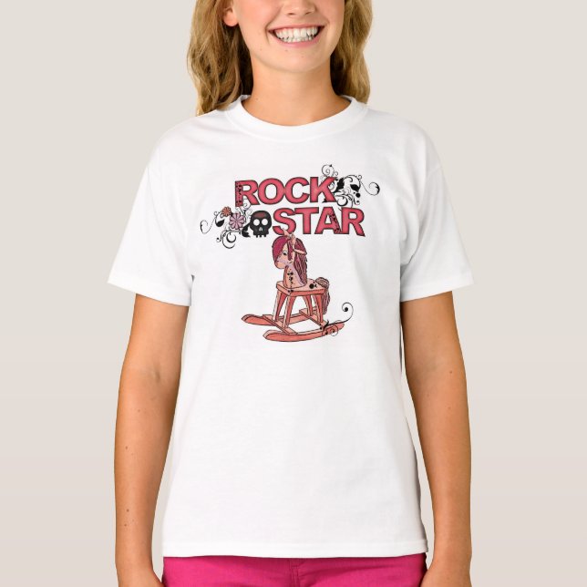 Rock star funny rocking horse girls tee (Front)