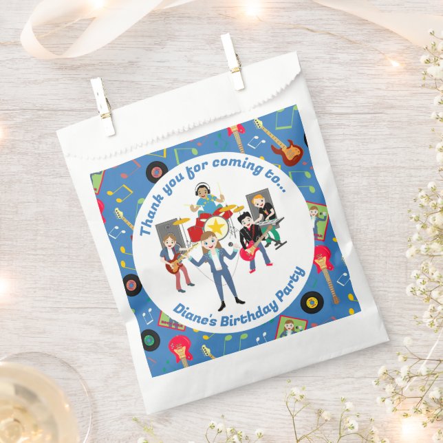 Rock Star Girl Band Birthday Party Favour Bag (Clipped)