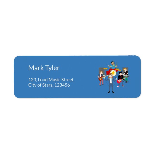 Rock Star Girl Band Birthday Party Return Address Label (Front)