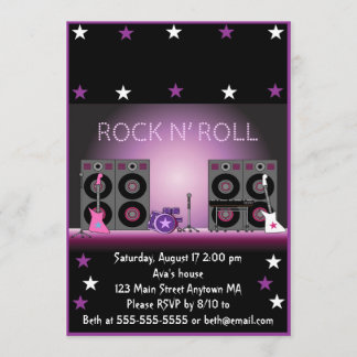 Rock Star Girl Birthday Invitation