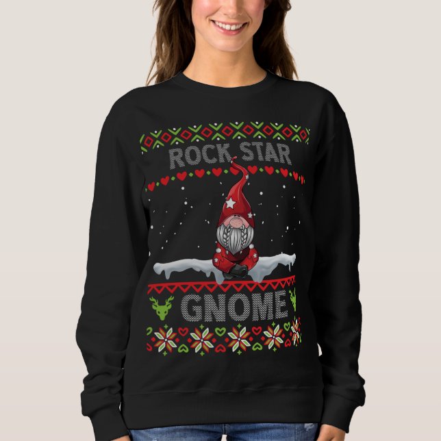 rock star Gnome Matching family Christmas ugly PJs Sweatshirt (Front)