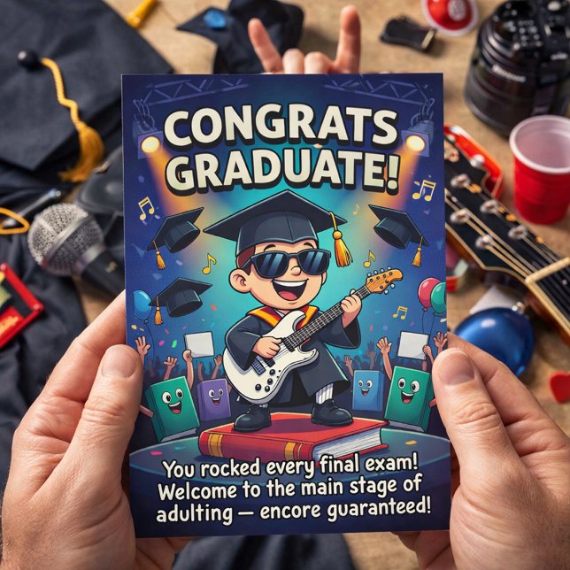 Rock‑Star Graduation Celebration Design Holiday Card (Creator Uploaded)