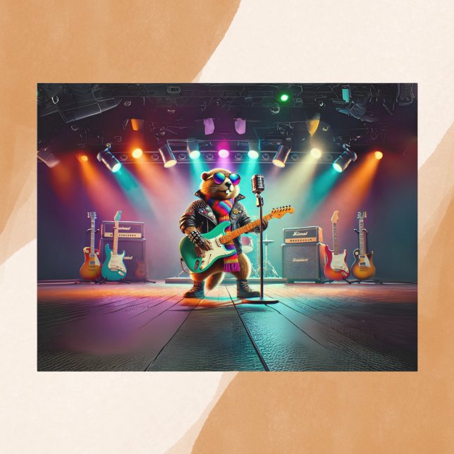 Rock Star Groundhog Postcard (Creator Uploaded)