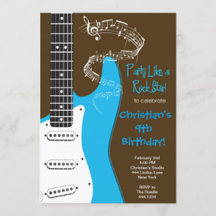 Rock Star Guitar Birthday Invitations