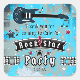Rock Star Guitar Birthday Party Favour Stickers