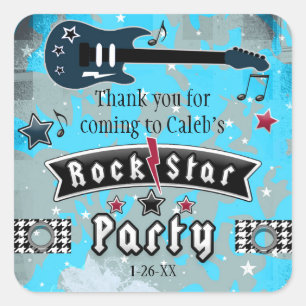 Rock Star Guitar Birthday Party Favour Stickers