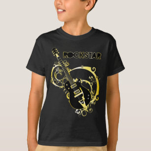 Rock Star Guitar - Black & Gold T-Shirt