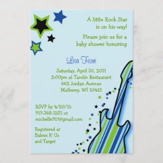 Rock Star Guitar Boy Baby Shower Invitations