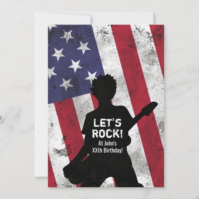 Rock Star Guitar Grunge Birthday Party Invitation (Front)