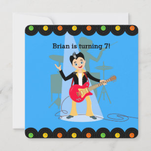 Rock star guitar player birthday party invitation