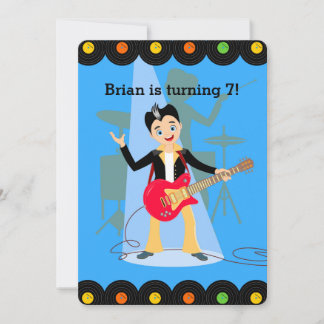 Rock star guitar player birthday party invitation