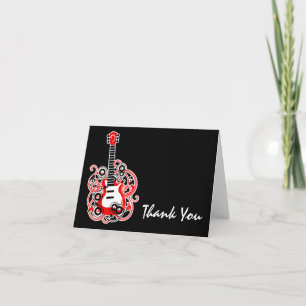 Rock Star Guitar Red and Black Thank You Note
