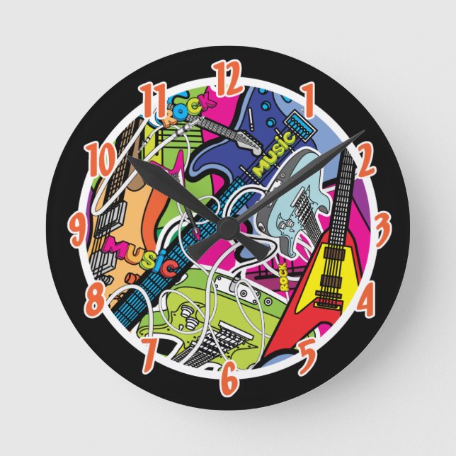 Rock Star Guitar Rocker Music Personalised Clock (Front)