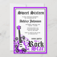 Rock Star Guitar Sweet 16 Birthday Party Purple