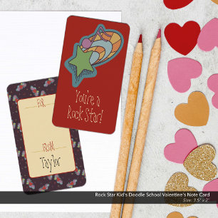Rock Star Kid's Doodle School Valentine's  Card