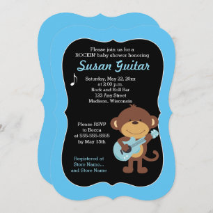 Rock Star Monkey Baby Shower / Choose Colour! Invitation