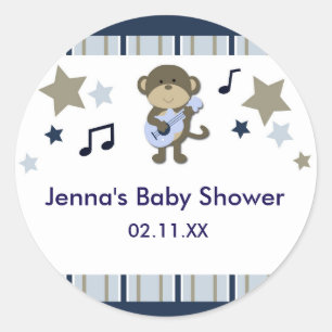 Rock Star Monkey Baby Shower Sticker