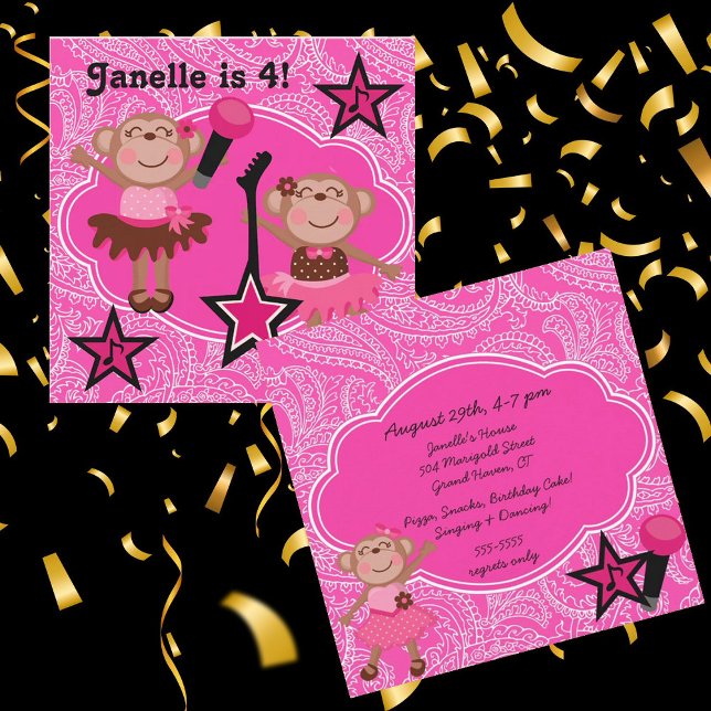 Rock Star Monkeys Birthday Invite (Creator Uploaded)