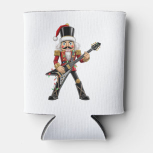 Rock Star Nutcracker Playing Electric Guitar Xmas Can Cooler