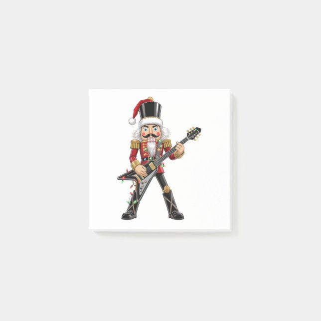 Rock Star Nutcracker Playing Electric Guitar Xmas Post-it Notes (Front)