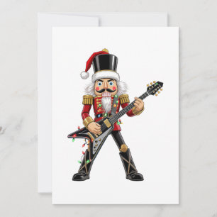 Rock Star Nutcracker Playing Electric Guitar Xmas Thank You Card