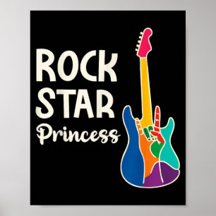 Rock Star Princess Colourful Guitar Music Lover Poster