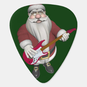 Rock Star Santa With Red Electric Guitar Guitar Pick