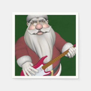 Rock Star Santa With Red Electric Guitar Napkin