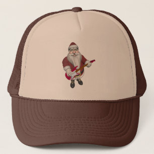 Rock Star Santa With Red Electric Guitar Trucker Hat