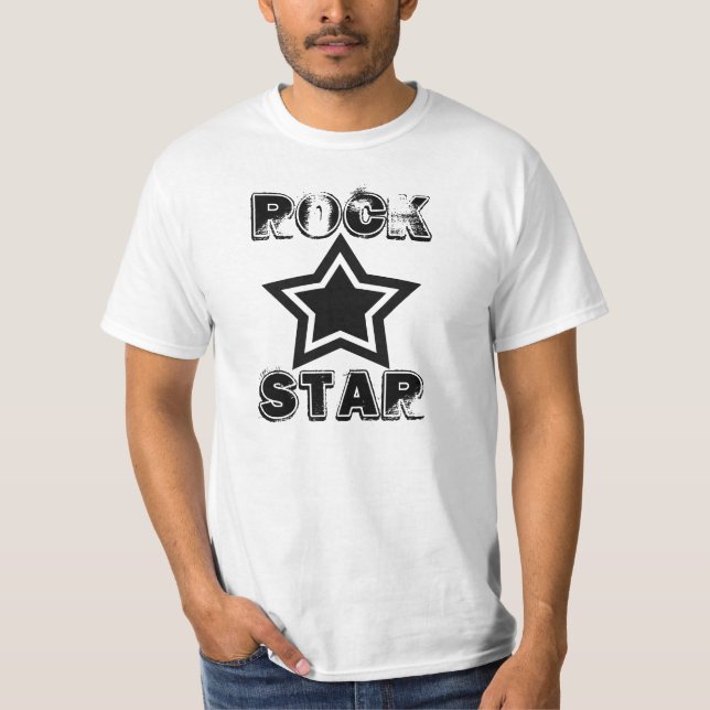 Rock Star shirt, black and white T-Shirt (Front)