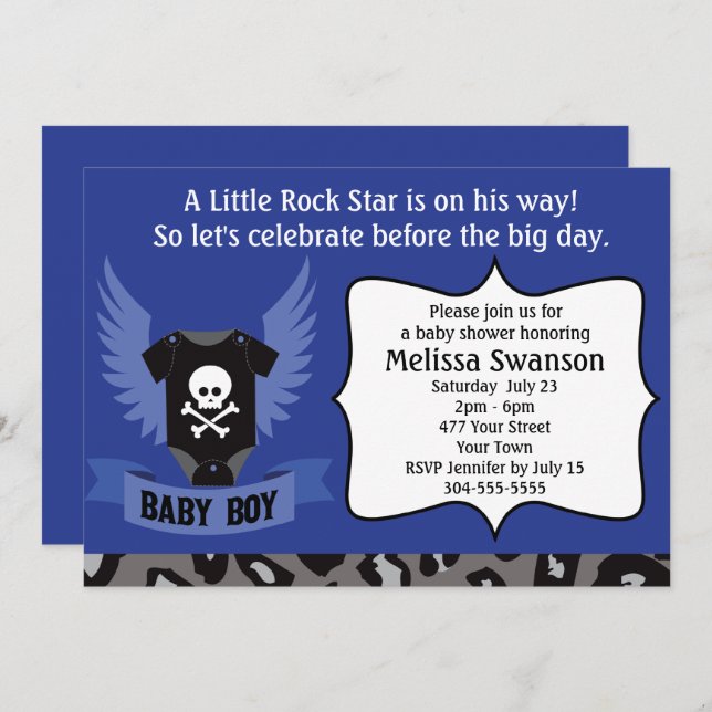 Rock Star Skull Baby Shower Invitation (Front/Back)