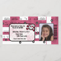 Rock Star Ticket Invitation or Thank You Card