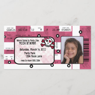 Rock Star Ticket Invitation or Thank You Card
