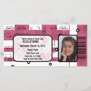 Rock Star Ticket Invitation or Thank You Card