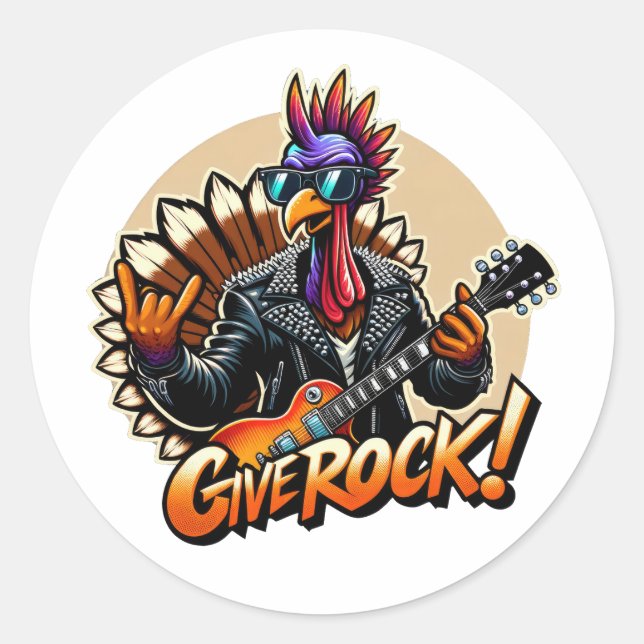Rock Star Turkey Classic Round Sticker (Front)