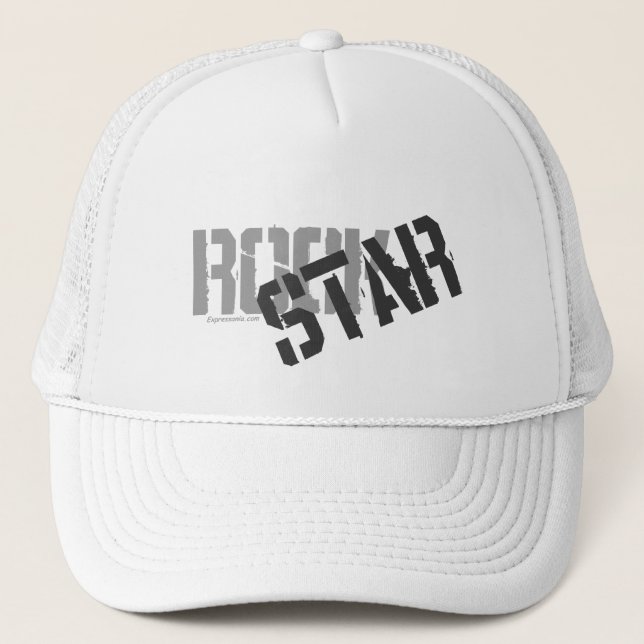 Rock Star White Trucker's Hat, Mesh Hat (Front)