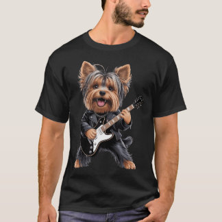 Rock Style Yorkie Music Dog T-Shirt