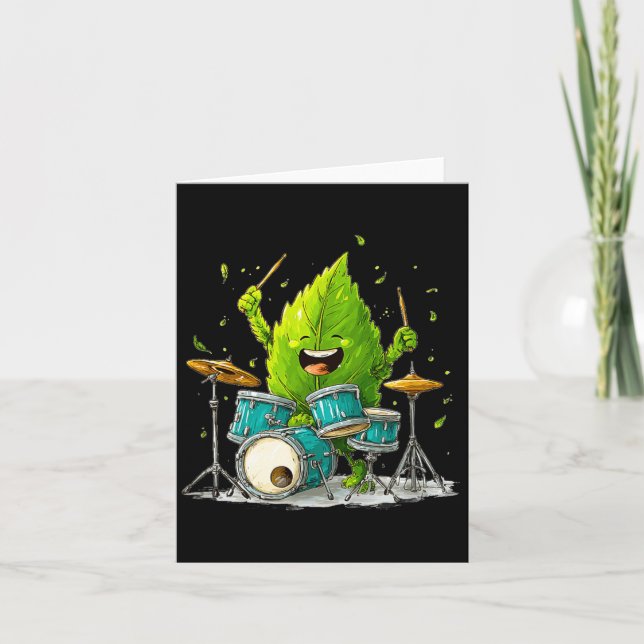 Rock Summer Leaf Costume with Cool Drums Card (Front)