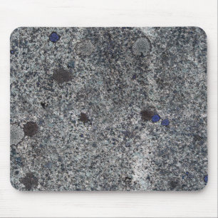 Rock Texture Grey Granite with Blue Details Mouse Pad