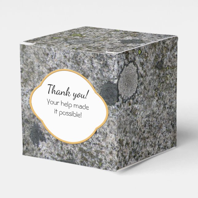 Rock Texture Grey Granite with Moss any Text Favour Box (Front Side)