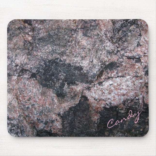 Rock Texture Pinkish Custom Text Mouse Pad (Front)