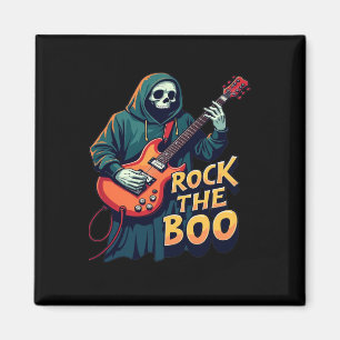Rock the Boo - Halloween Skeleton Guitar Design Magnet