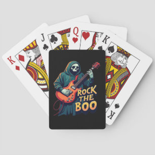 Rock the Boo - Halloween Skeleton Guitar Design Playing Cards