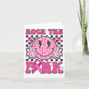Rock The Pink Smile Face Pink Breast Cancer Awaren Card