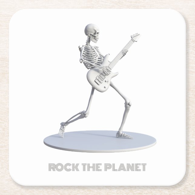 Rock The Planet Square Paper Coaster (Front)