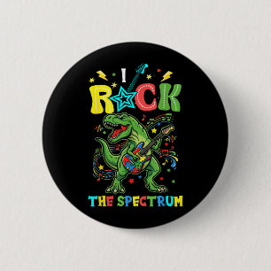 Rock The Spectrum Dinosaur Guitar Rock Autism 6 Cm Round Badge