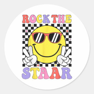 Rock The Staar Test Day Motivational Teacher Testi Classic Round Sticker